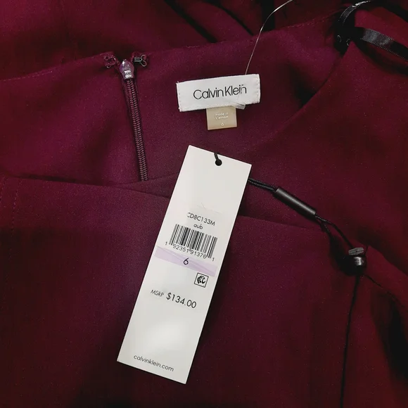 Calvin Klein Split Sleeve Aubergine Dress 6 NWT - Picture 5 of 5